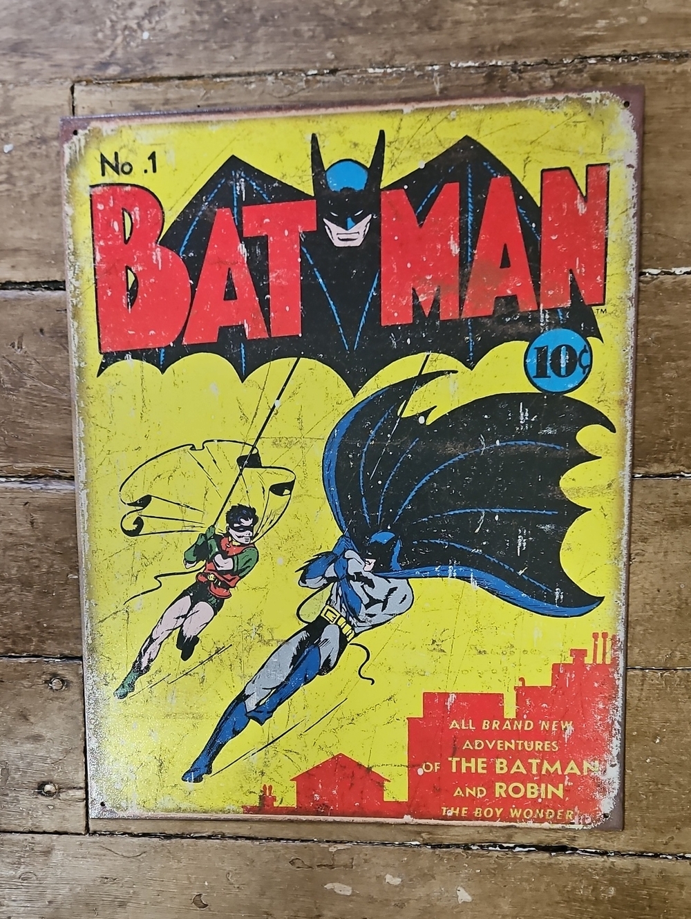 DC Comics Batman Vintage Style Yellow Black Red Wall Art